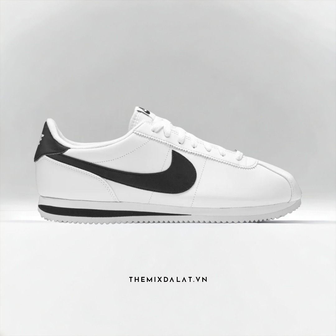 nike cortez basic leather black white