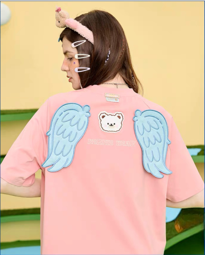 Áo thun gấu LITLAB Big Wings Bear Pink Áo thun gấu LITLAB Big Wings Bear Pink
