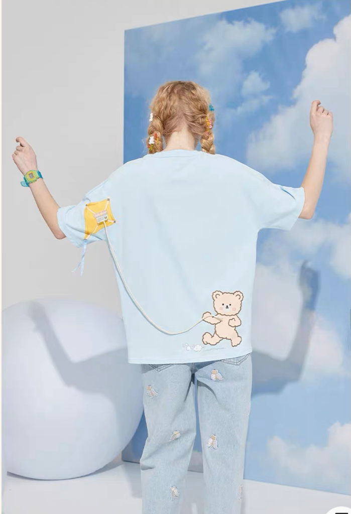 Áo thun gấu LITLAB Kite Bear Cute Blue Áo thun gấu LITLAB Kite Bear Cute Blue