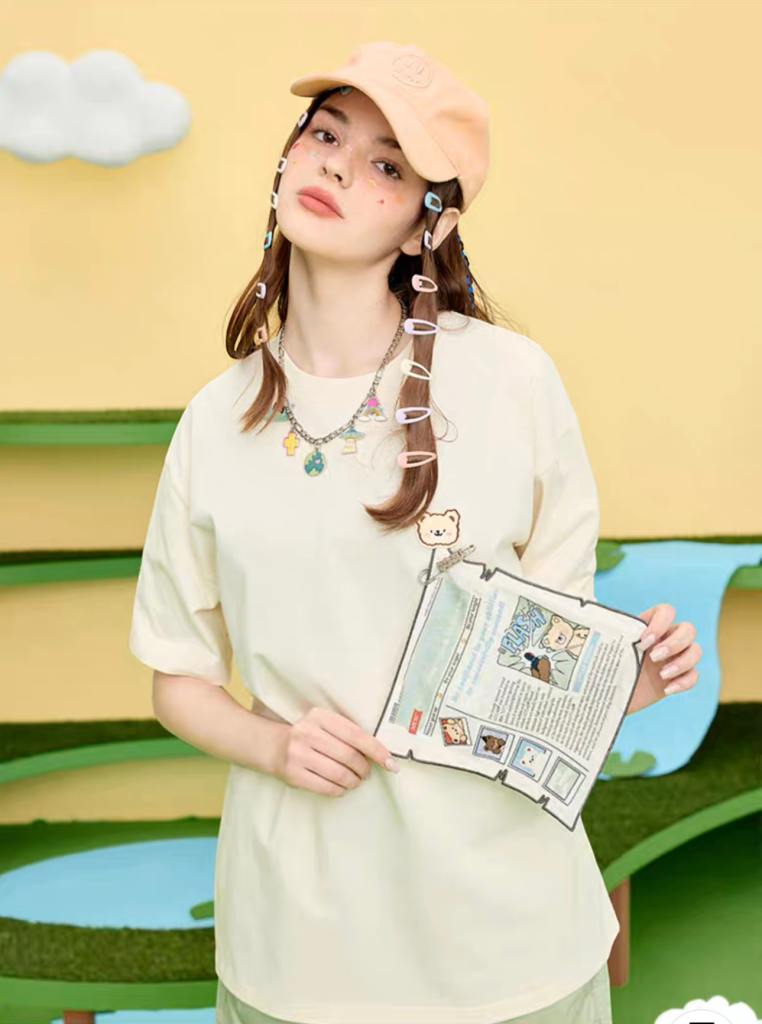 áo thun gấu LITLAB Newspaper Bear Loose Beige