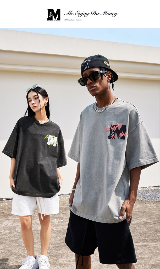 Áo thun MEDM washed foam logo hip hop grey pink