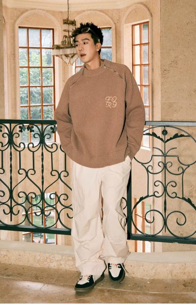 Sweater Fornines Brown Knit Two Zip