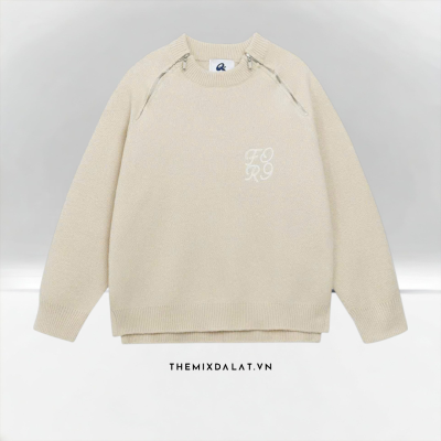 Sweater Fornines Beige Knit Two Zip