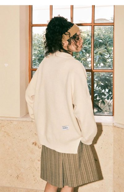 Sweater Fornines Beige Knit Two Zip Sweater Fornines Beige Knit Two Zip