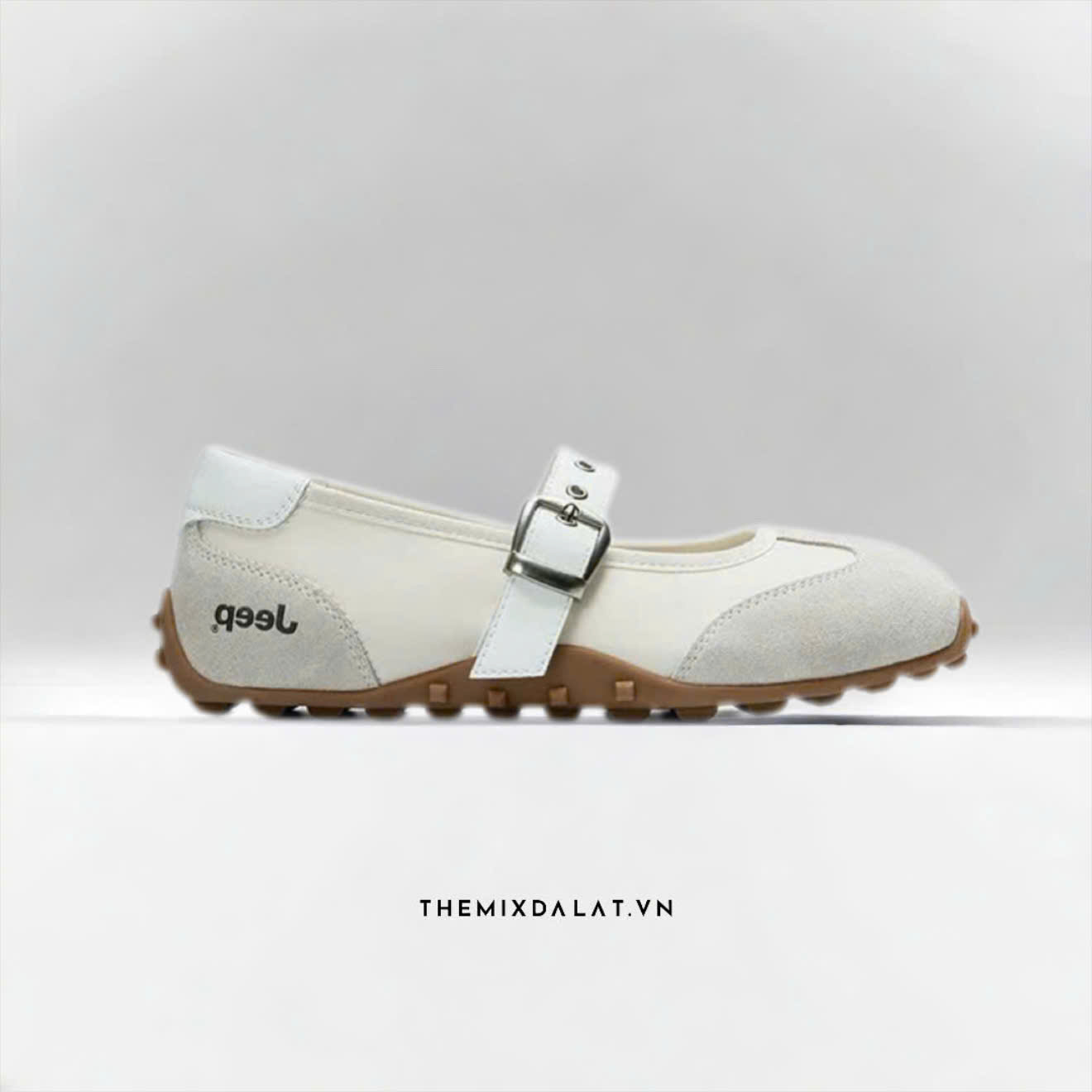 Giày Jeep Mary Jane Vintage Suede White