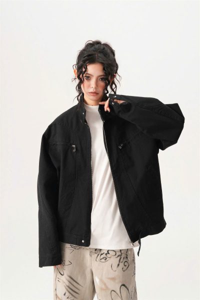 Áo Khoác Đen Oversize Streetwear