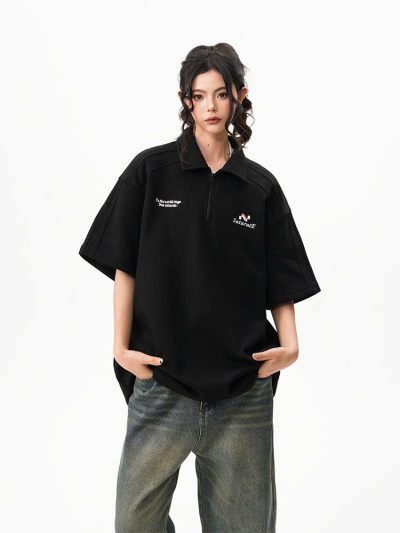 Áo Polo Half-Zip SaturatE Oversize