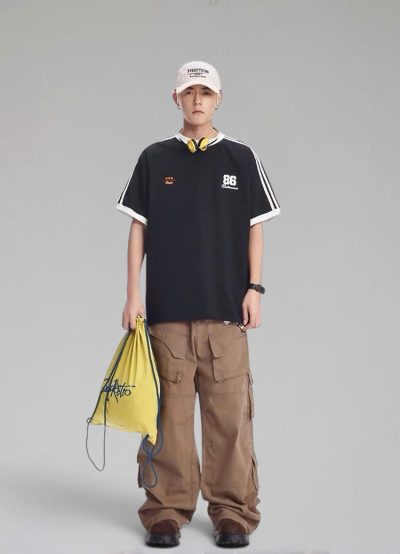 Áo Tee 86 Black With White Stripes