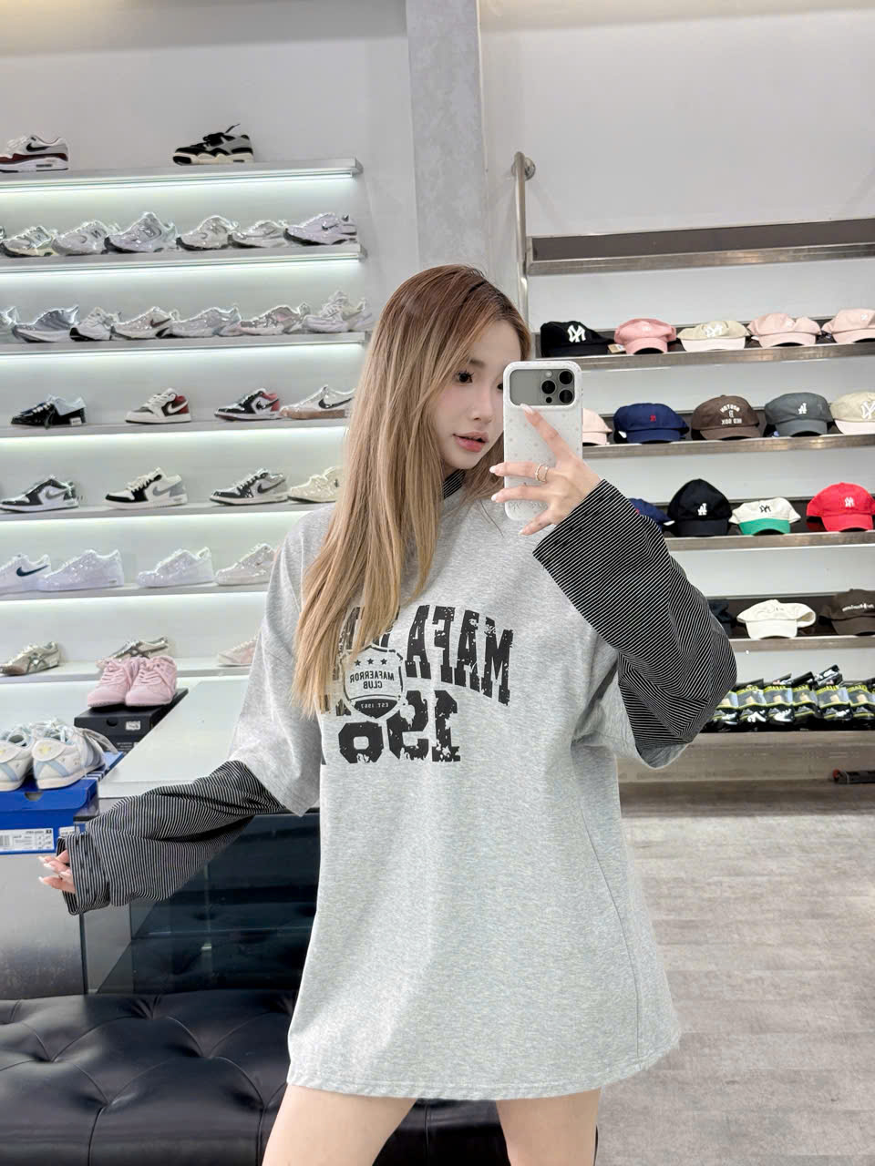 Long Tee Mafa Vintage Grey/ Navy 26 Long Tee Mafa Vintage Grey/ Navy 26