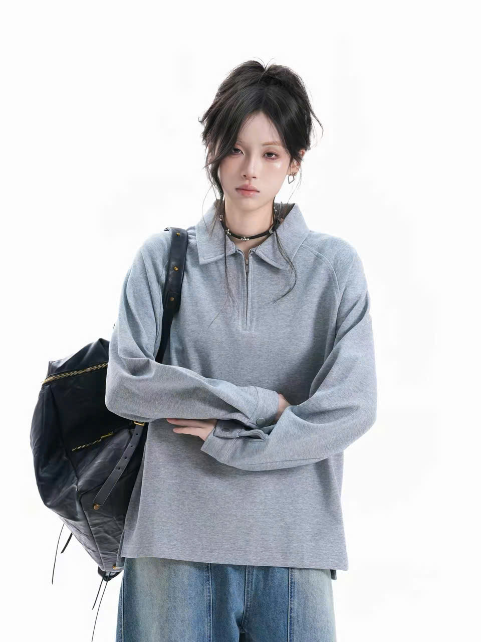 Áo Long Tee Eight Island Black/ Grey 26