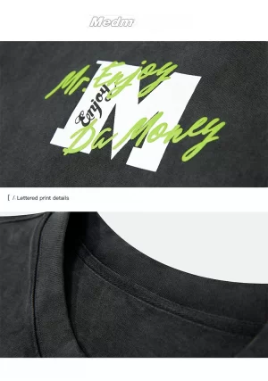Áo thun MEDM washed foam logo hip hop grey green