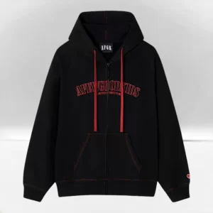 Hoodie Zip AFGK Just Backwards Black Red