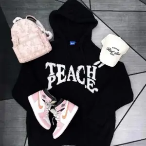 Knit Hoodie Teach Peach